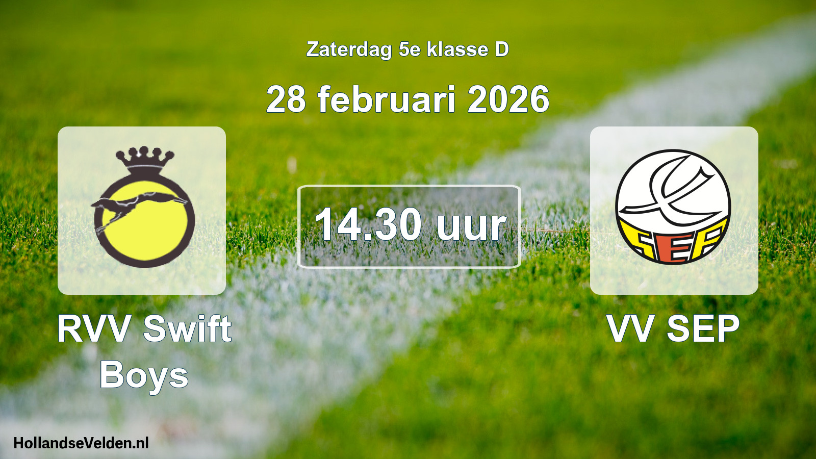 Scheduled Match: RVV Swift Boys - VV SEP (28 February 2026)