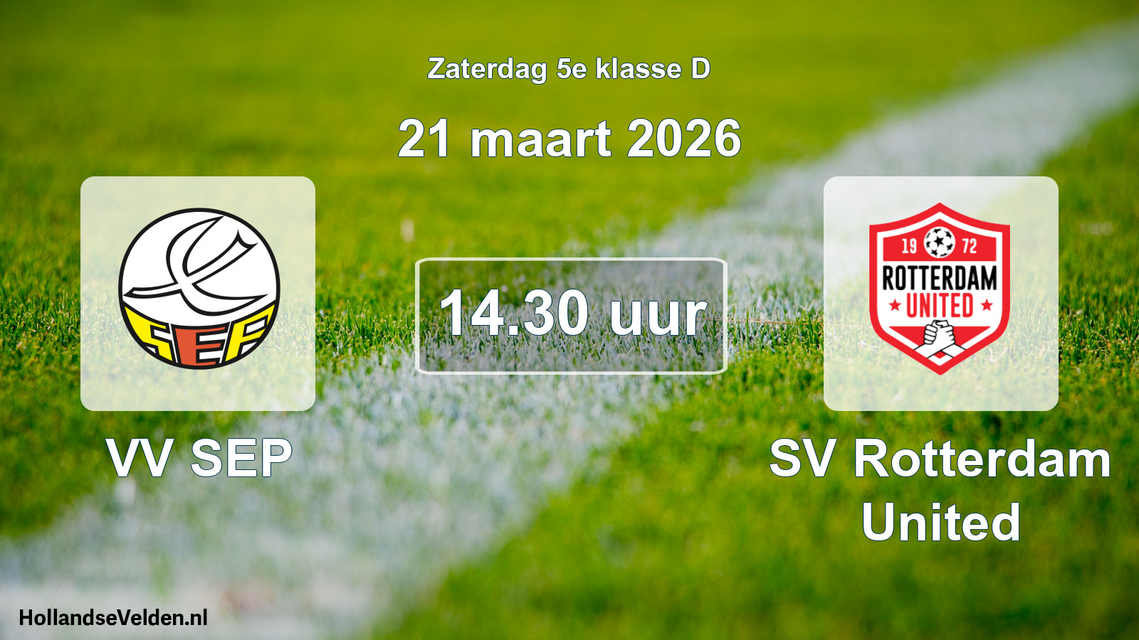 Geplande wedstrijd: VV SEP - SV Rotterdam United (21 maart 2026)