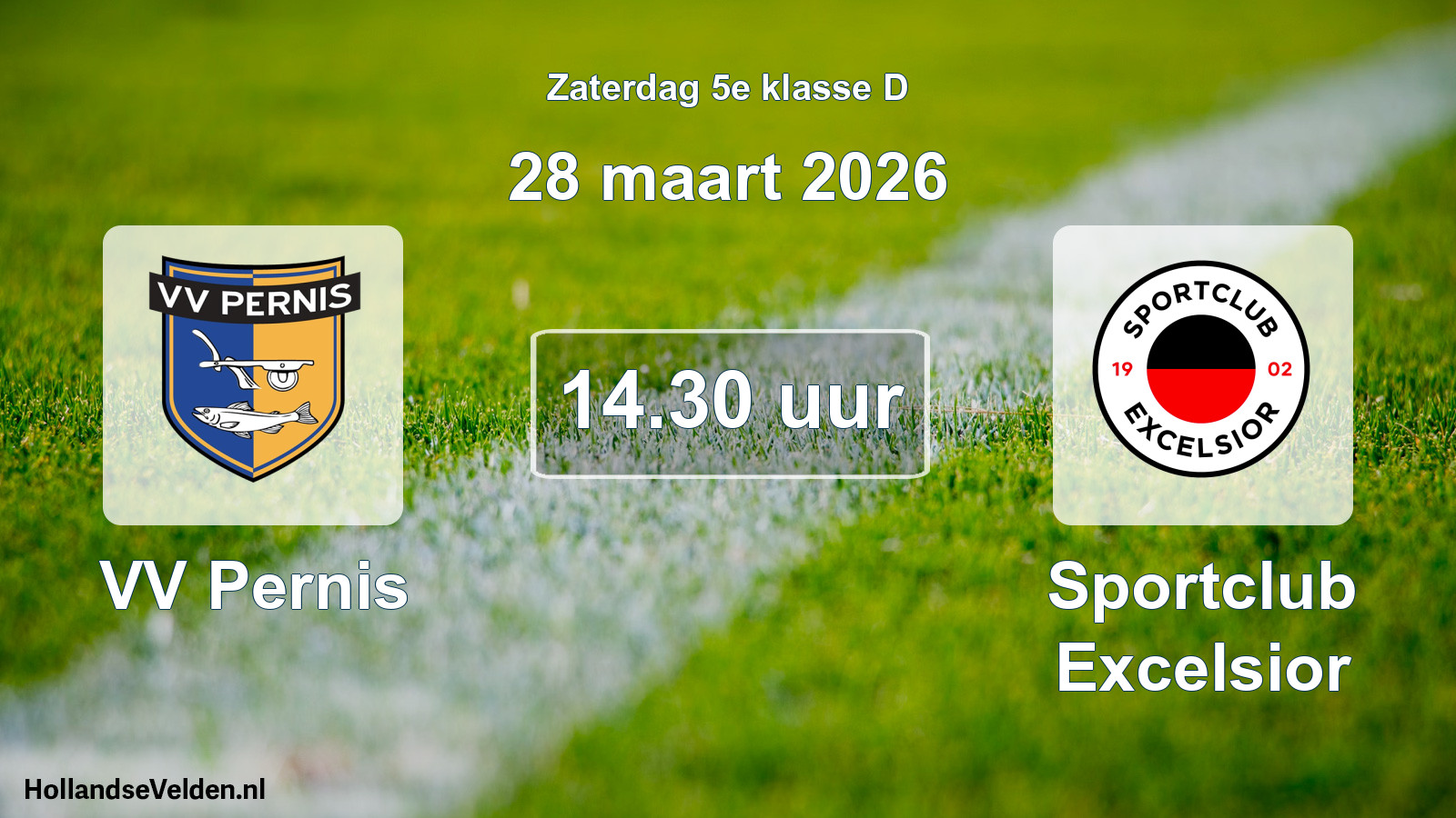 Geplande wedstrijd: VV Pernis - Sportclub Excelsior (28 maart 2026)