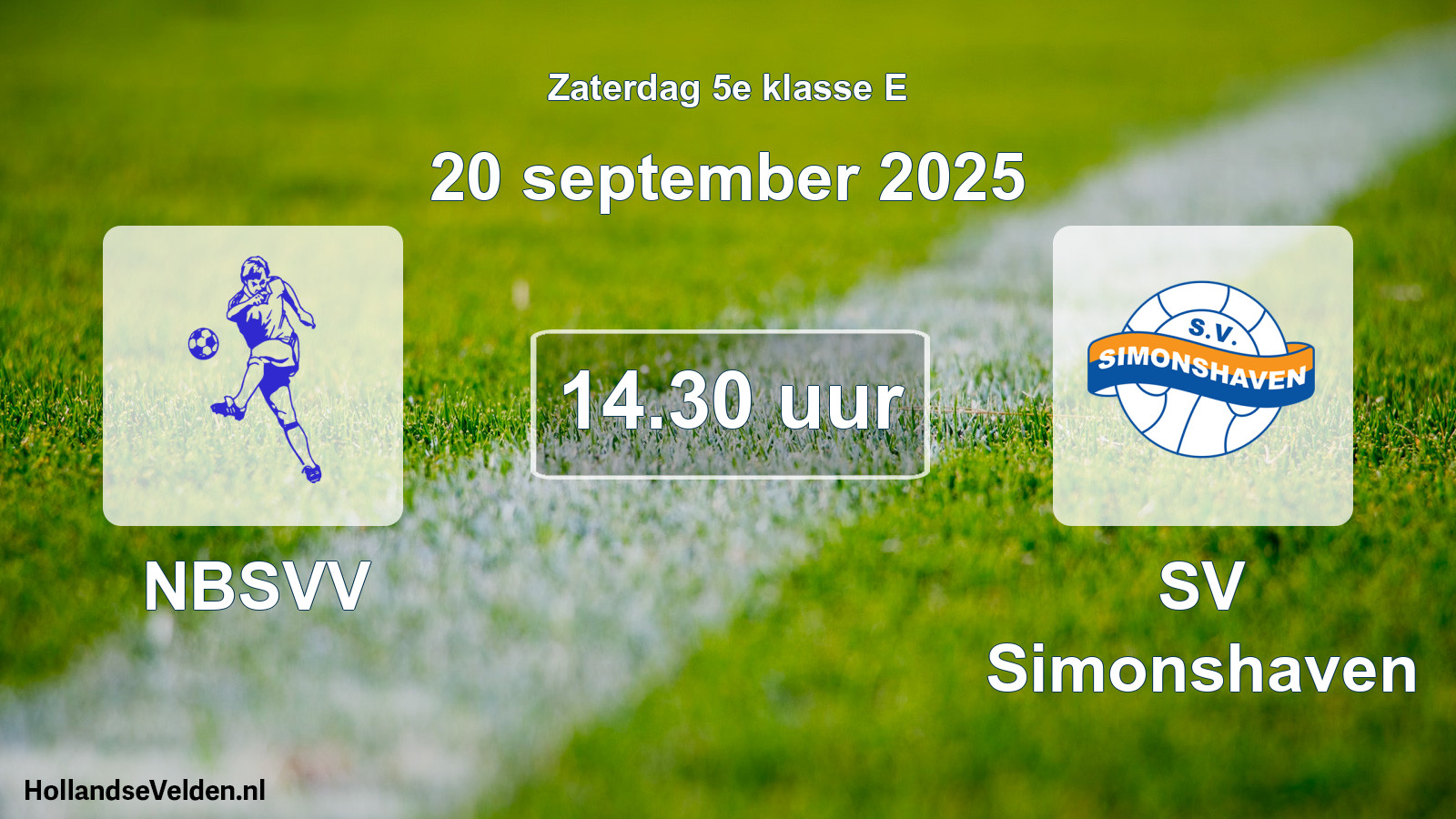 Geplande wedstrijd: NBSVV - SV Simonshaven (20 september 2025)