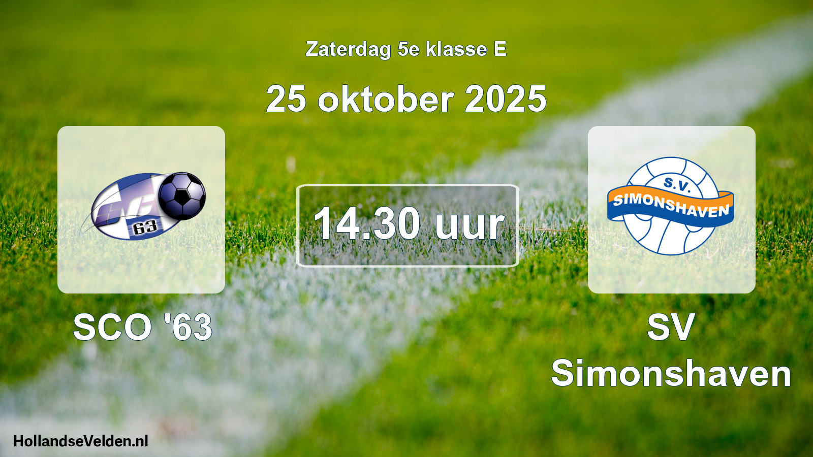 Geplande wedstrijd: SCO '63 - SV Simonshaven (25 oktober 2025)