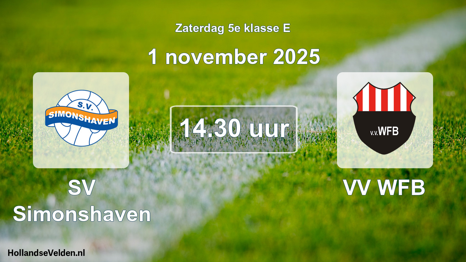 Geplande wedstrijd: SV Simonshaven - VV WFB (1 november 2025)
