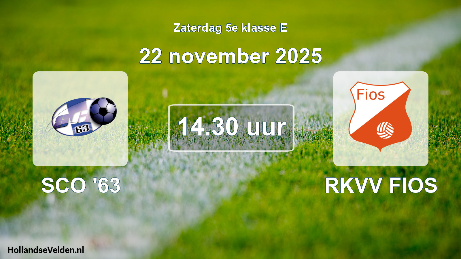Geplande wedstrijd: SCO '63 - RKVV FIOS (22 november 2025)