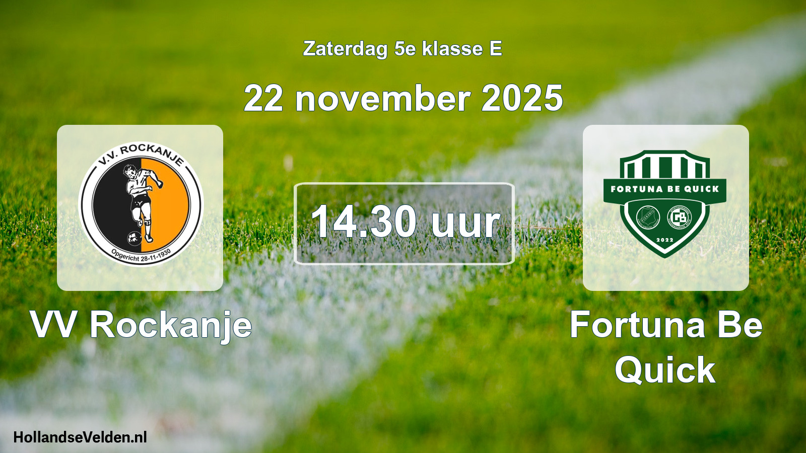Geplande wedstrijd: VV Rockanje - Fortuna Be Quick (22 november 2025)