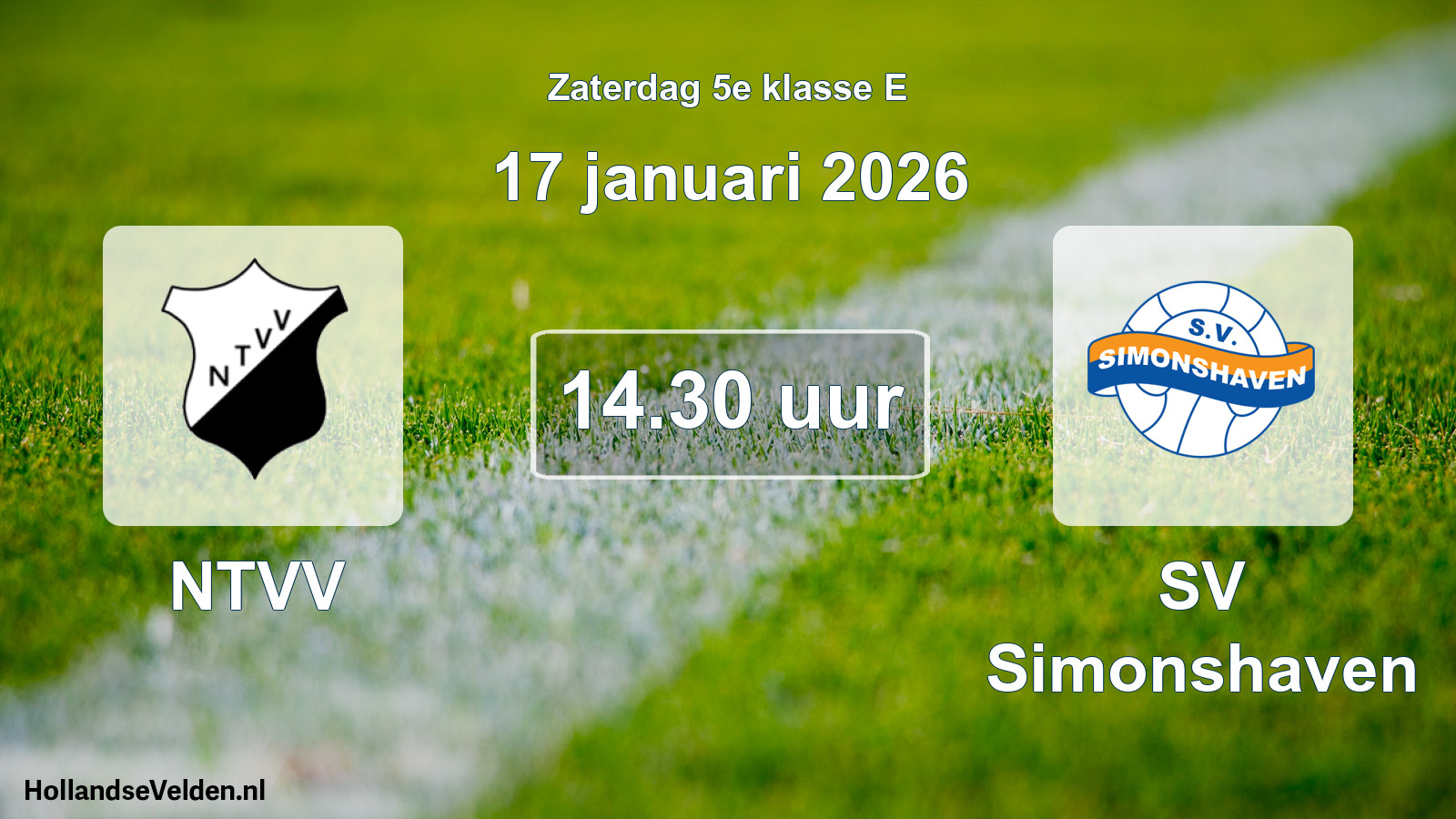 Geplande wedstrijd: NTVV - SV Simonshaven (17 januari 2026)
