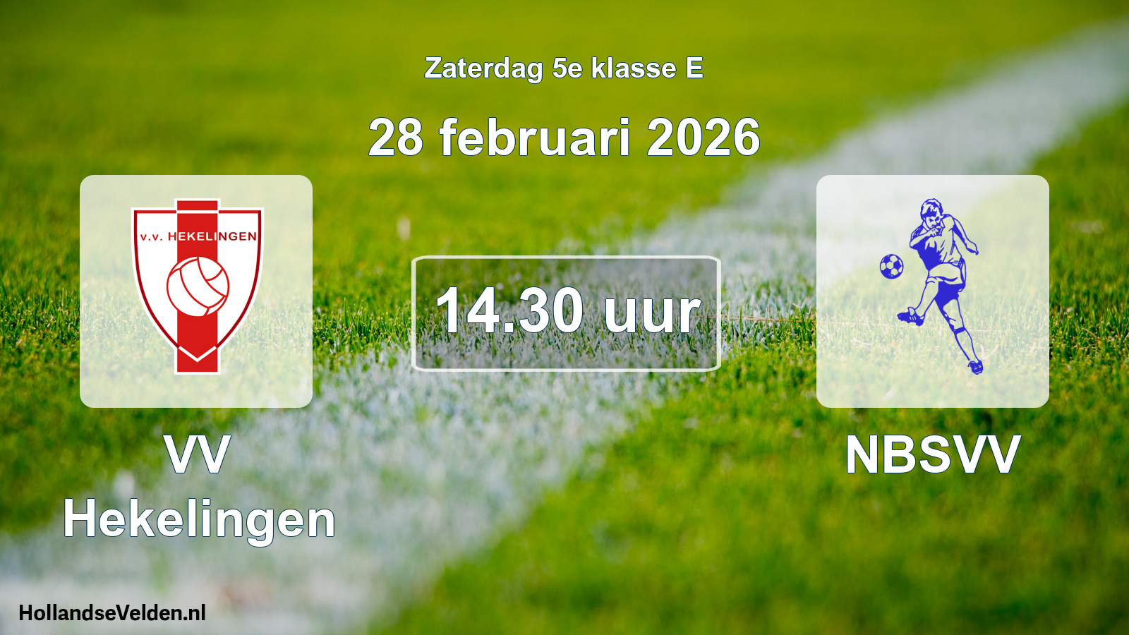 Geplande wedstrijd: VV Hekelingen - NBSVV (28 februari 2026)