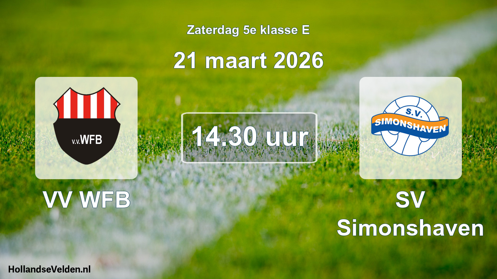 Geplande wedstrijd: VV WFB - SV Simonshaven (21 maart 2026)