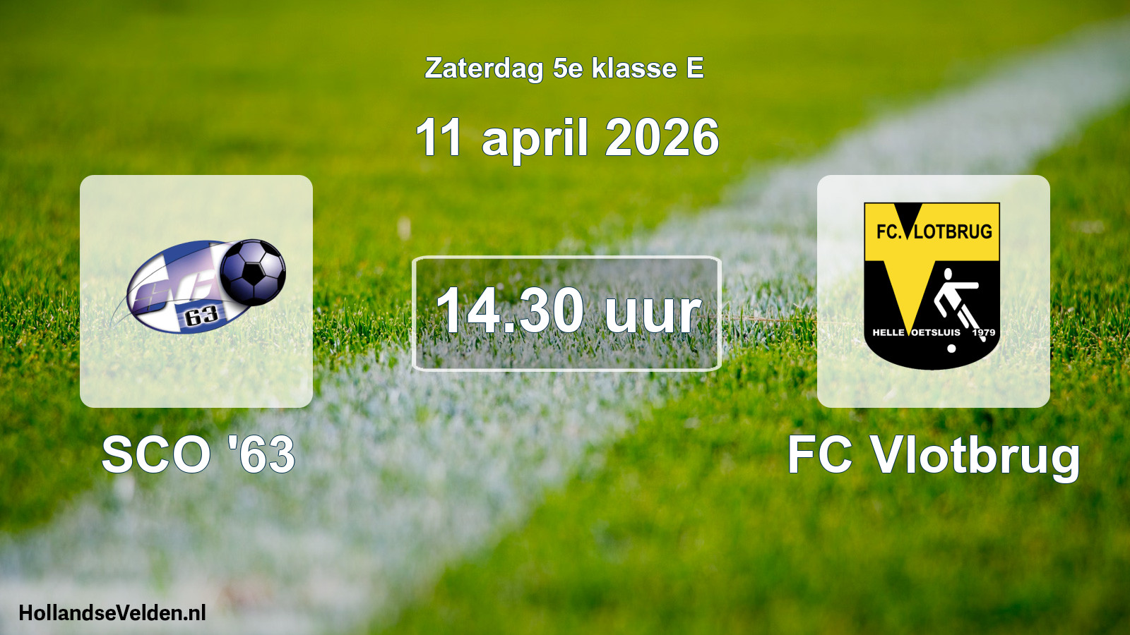 Geplande wedstrijd: SCO '63 - FC Vlotbrug (11 april 2026)
