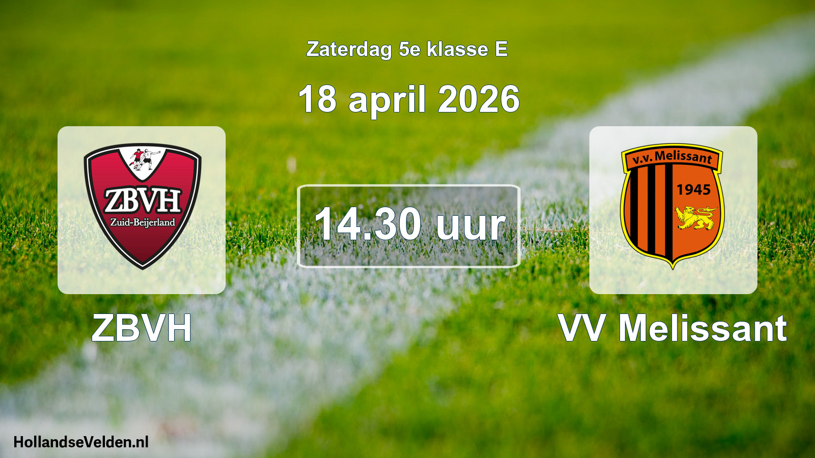 Geplande wedstrijd: ZBVH - VV Melissant (18 april 2026)