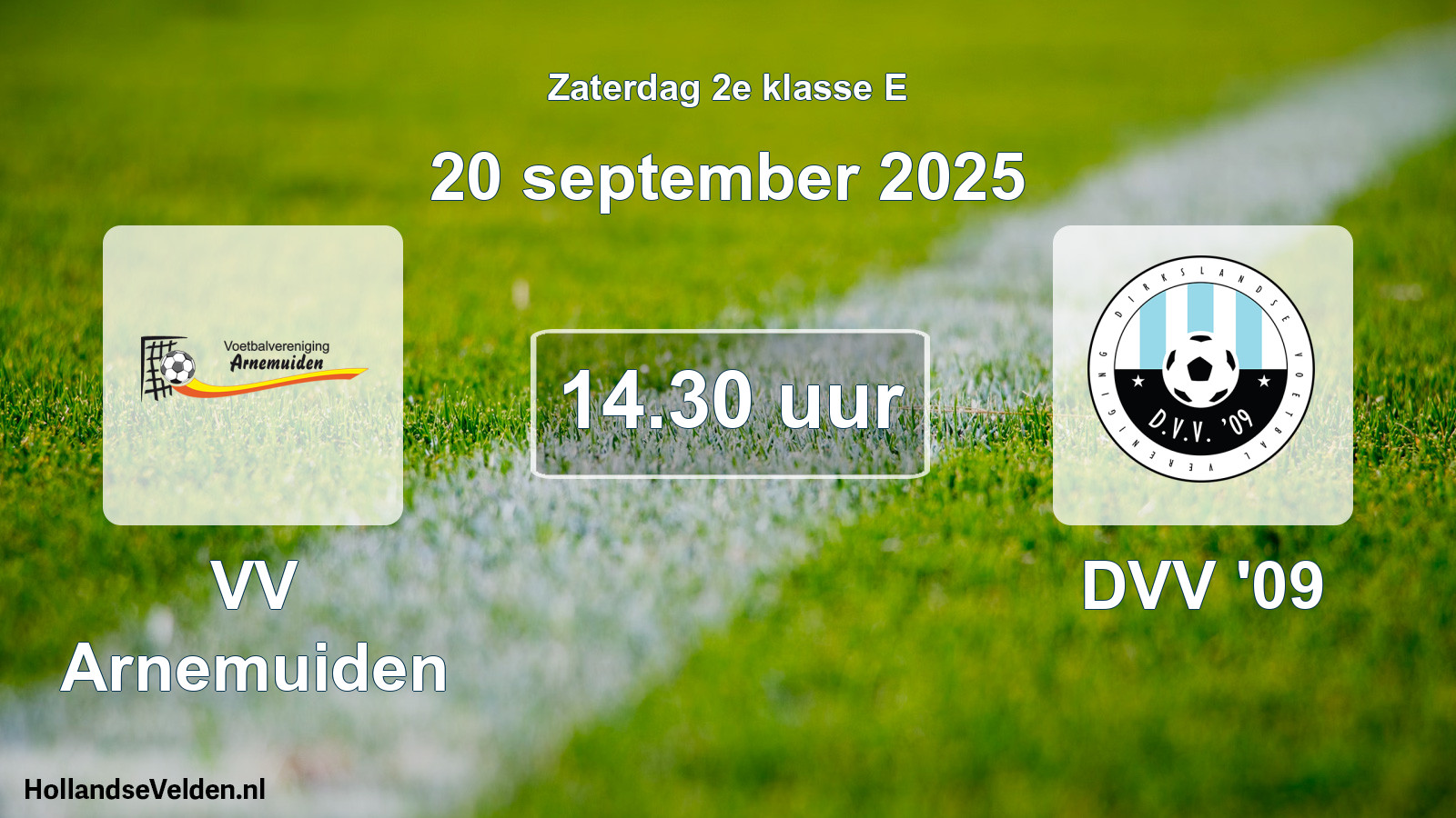 Geplande wedstrijd: VV Arnemuiden - DVV '09 (20 september 2025)