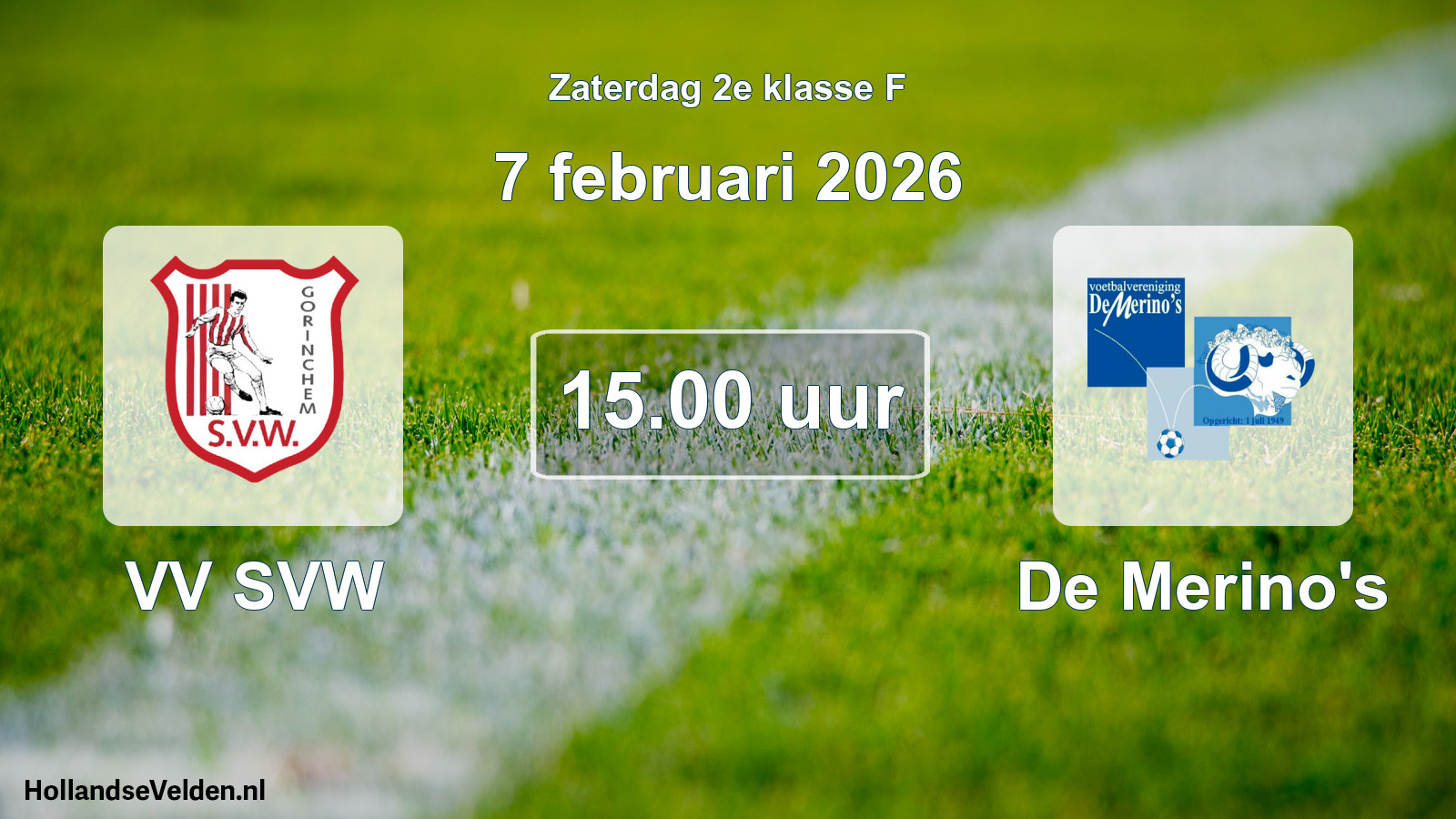 Scheduled Match: VV SVW - De Merino's (7 February 2026)