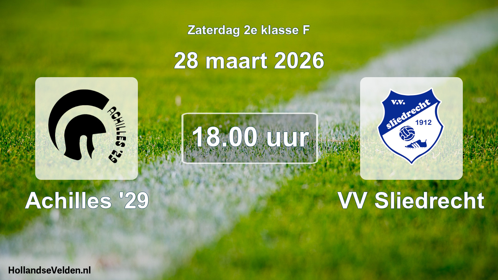 Scheduled Match: Achilles '29 - VV Sliedrecht (28 March 2026)