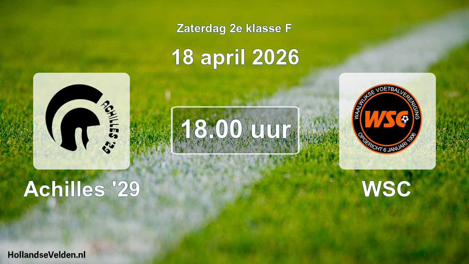 Scheduled Match: Achilles '29 - WSC (18 April 2026)