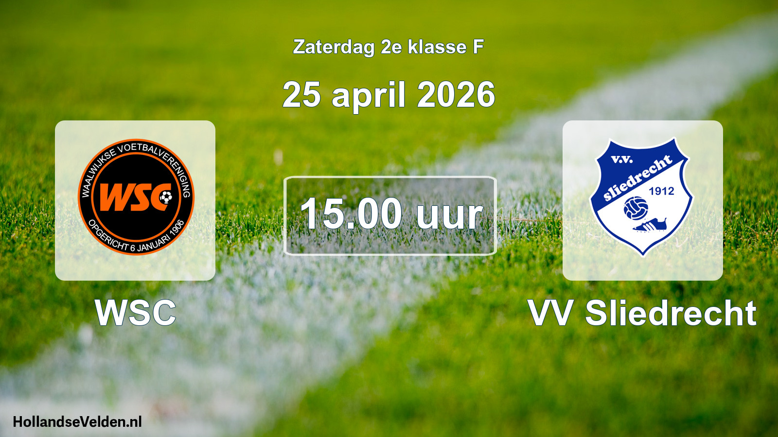 Scheduled Match: WSC - VV Sliedrecht (25 April 2026)
