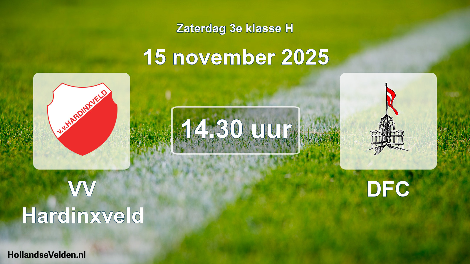 Geplande wedstrijd: VV Hardinxveld - DFC (15 november 2025)