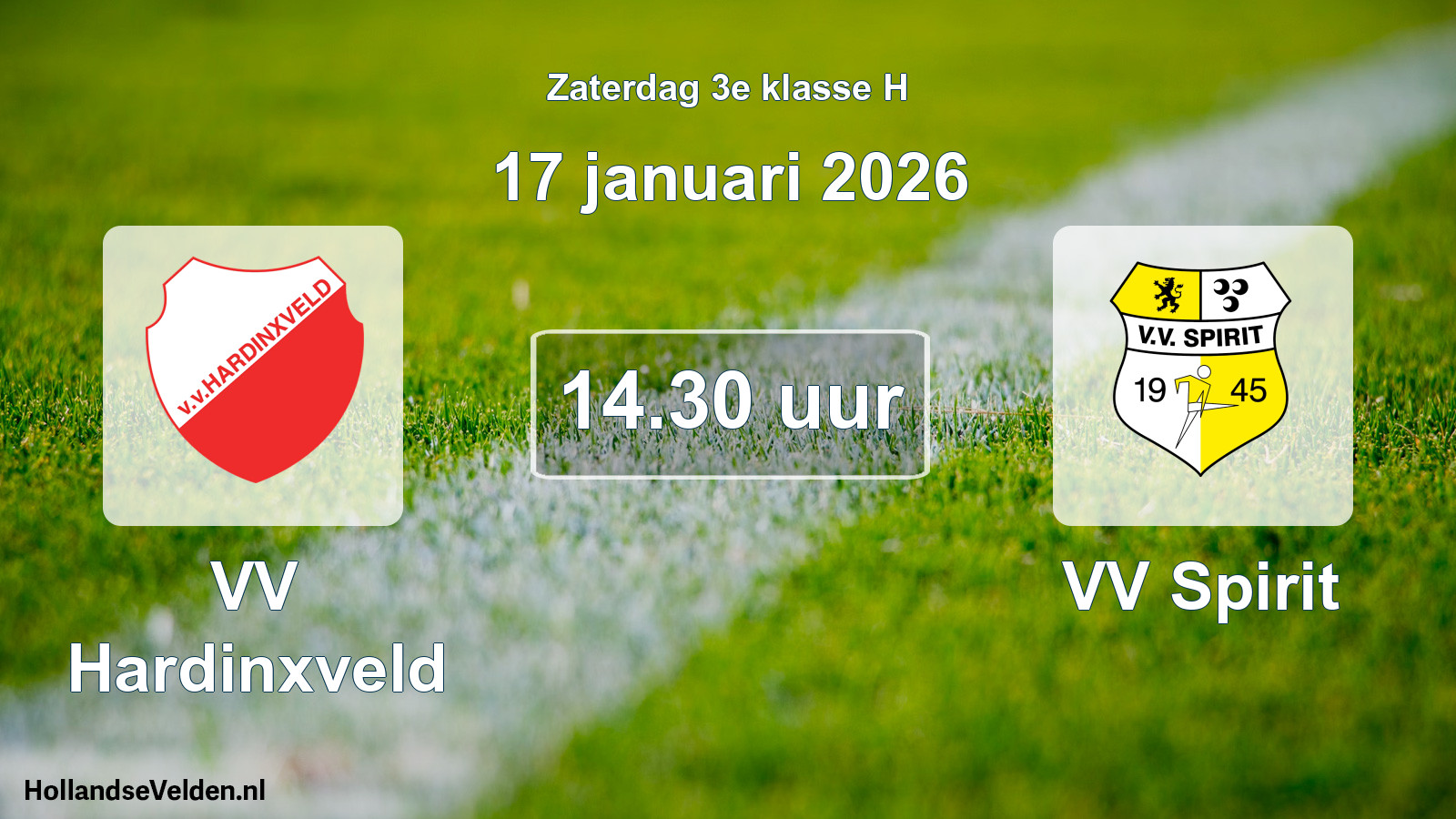 Geplande wedstrijd: VV Hardinxveld - VV Spirit (17 januari 2026)