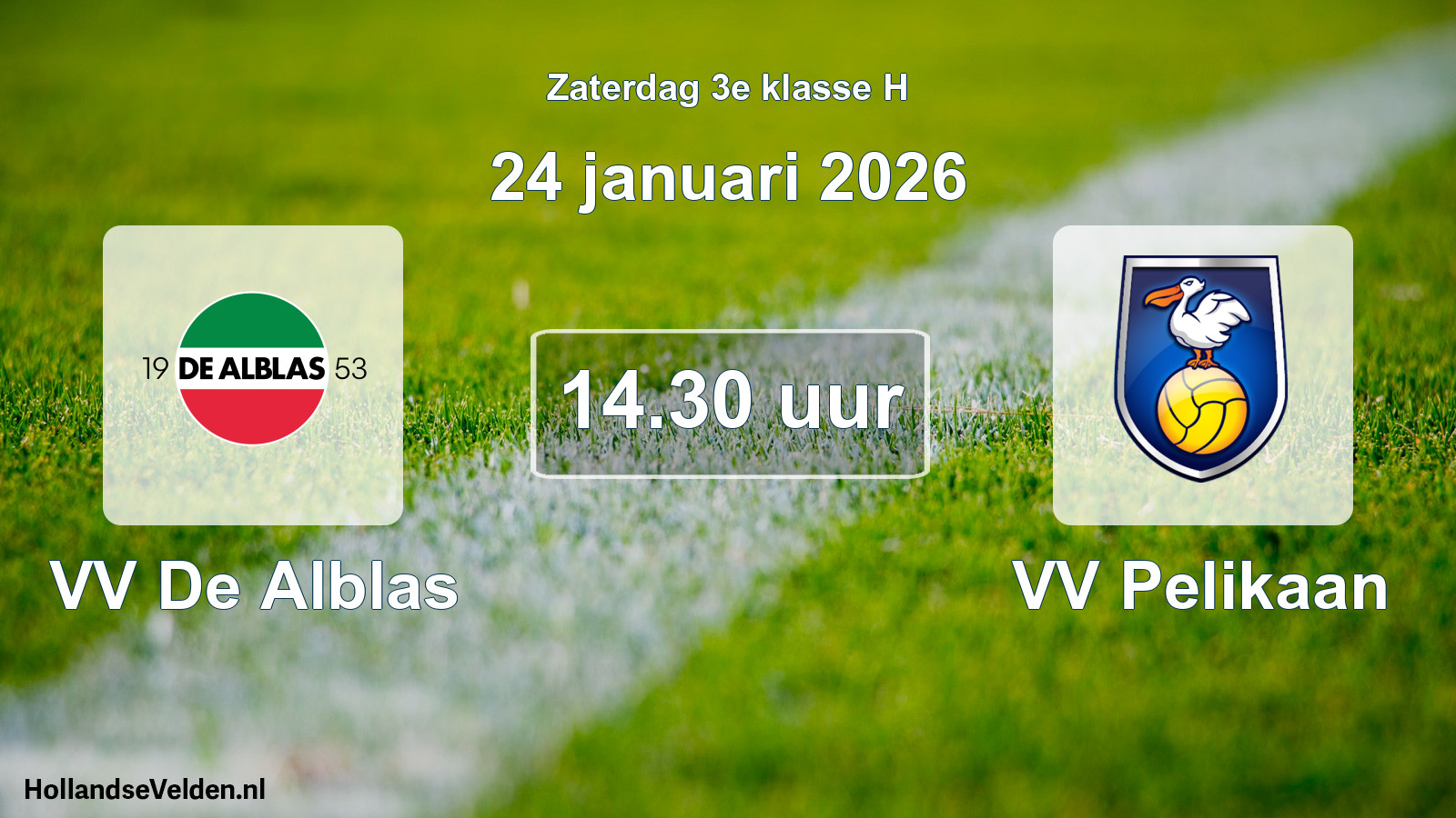 Scheduled Match: VV De Alblas - VV Pelikaan (24 January 2026)