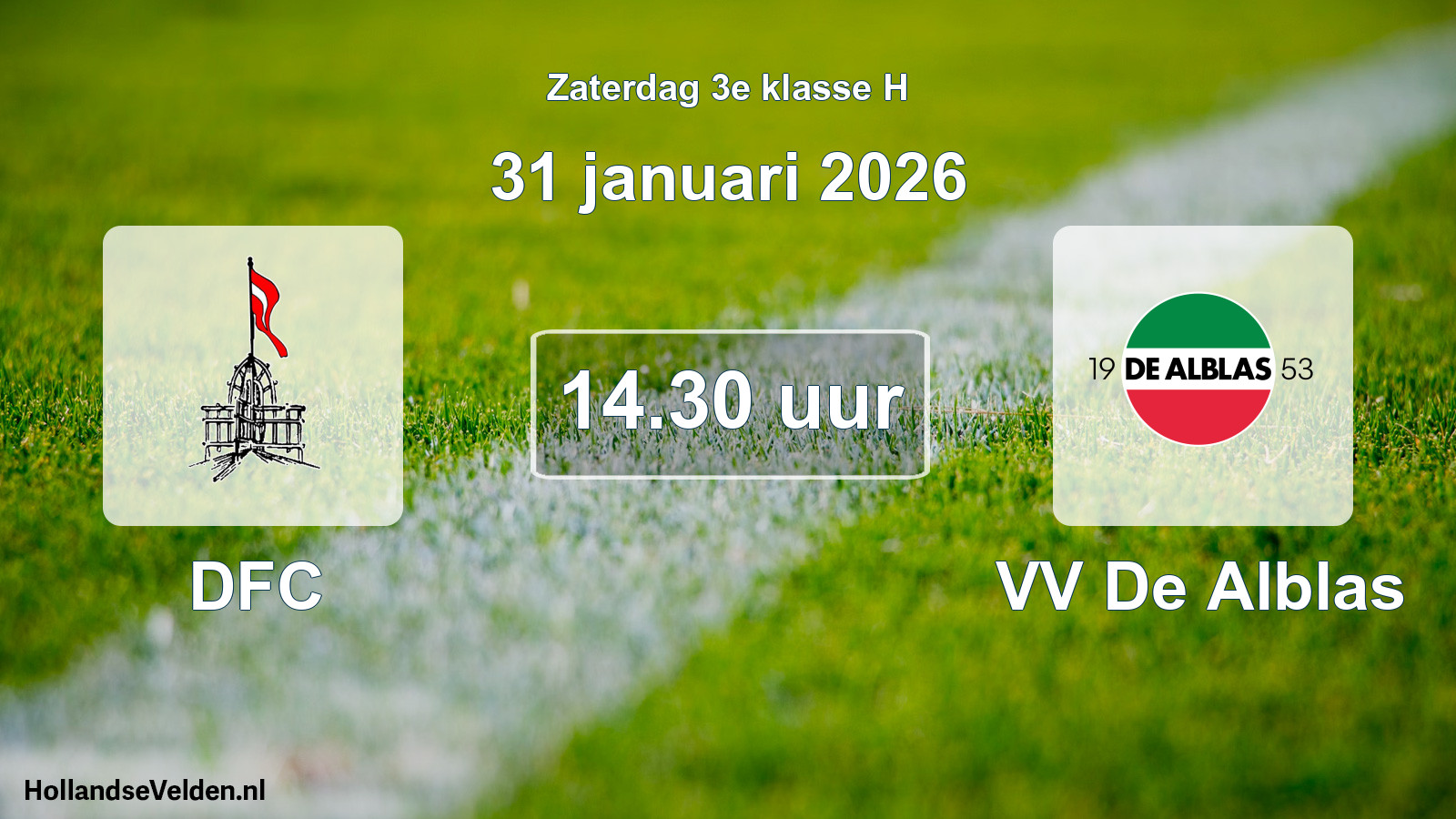 Geplande wedstrijd: DFC - VV De Alblas (31 januari 2026)