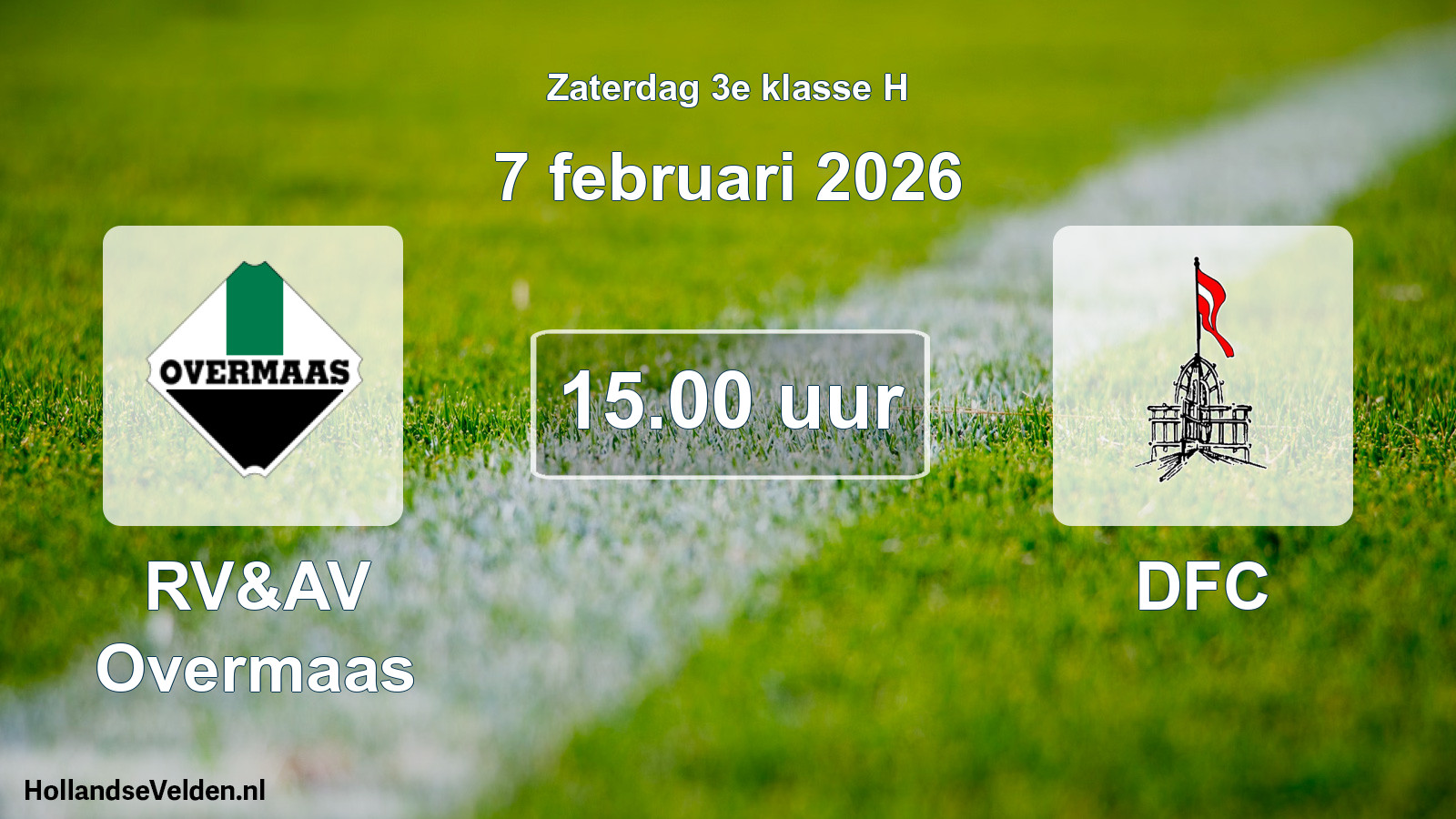 Geplande wedstrijd: RV&AV Overmaas - DFC (7 februari 2026)
