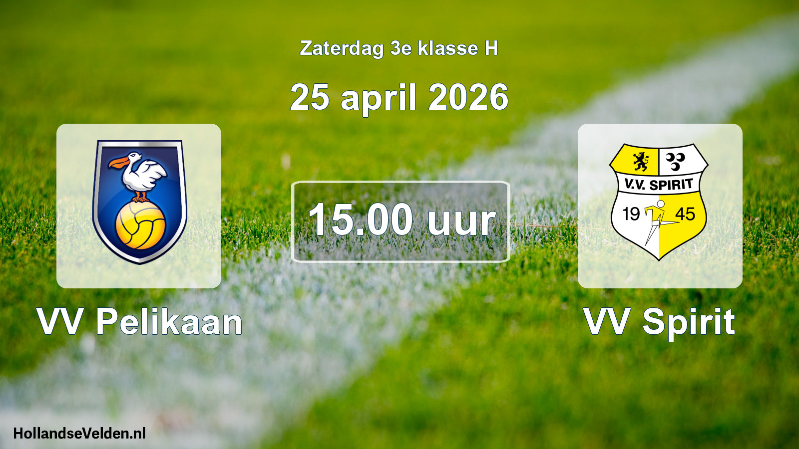 Scheduled Match: VV Pelikaan - VV Spirit (25 April 2026)