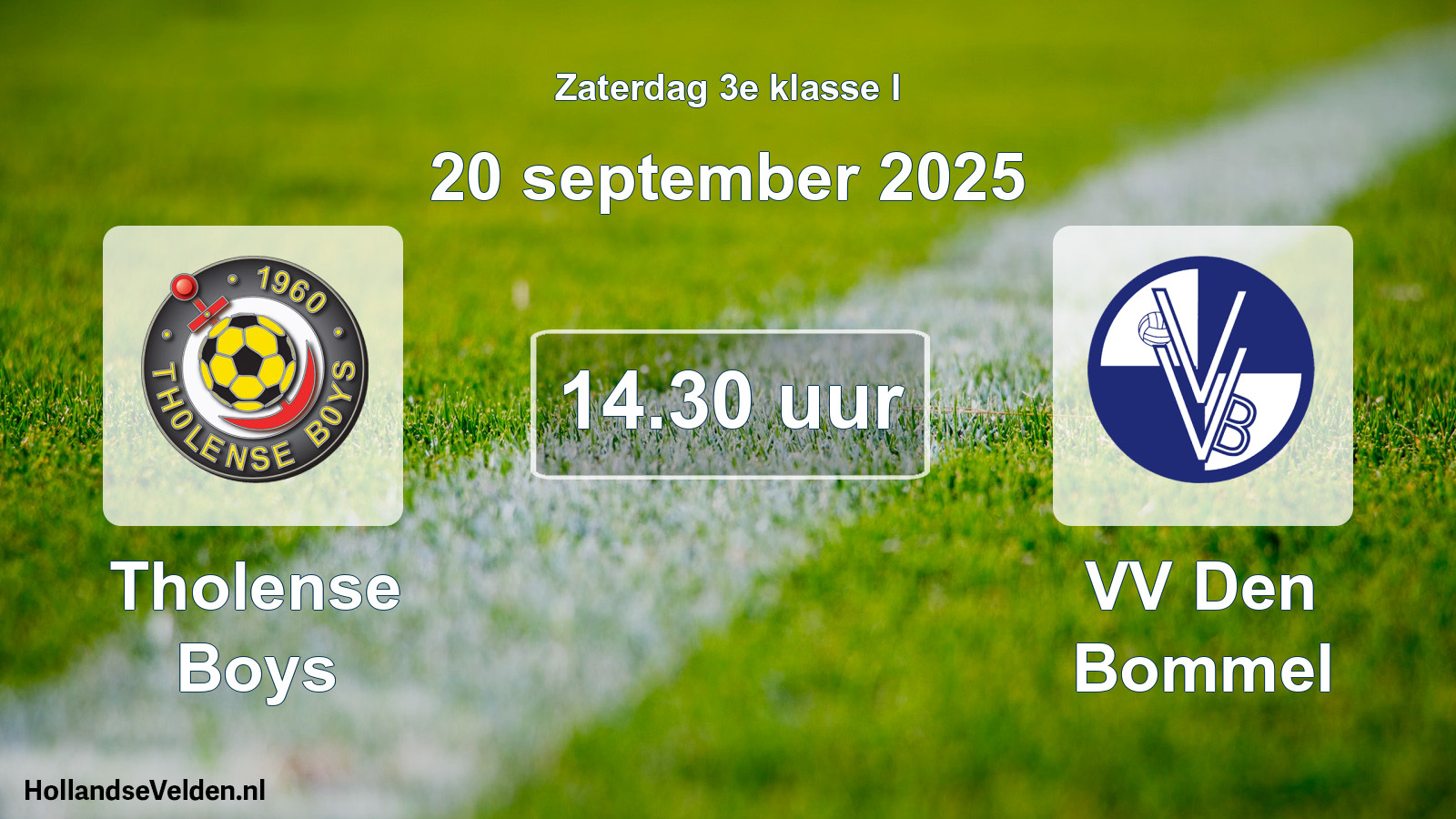 Geplande wedstrijd: Tholense Boys - VV Den Bommel (20 september 2025)