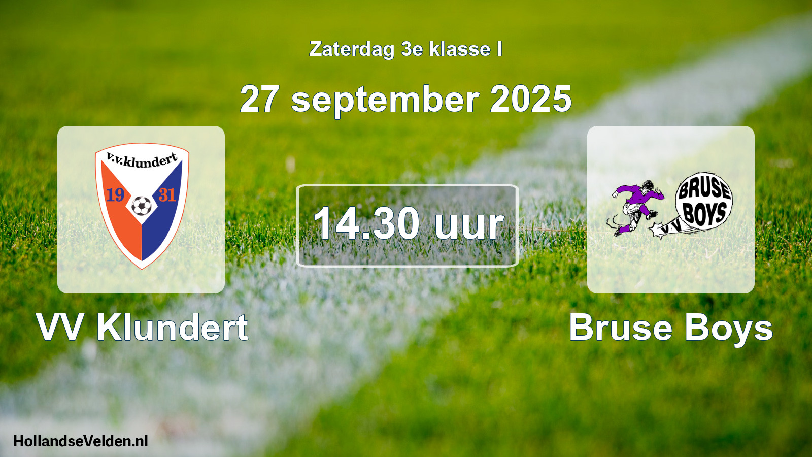 Geplande wedstrijd: VV Klundert - Bruse Boys (27 september 2025)