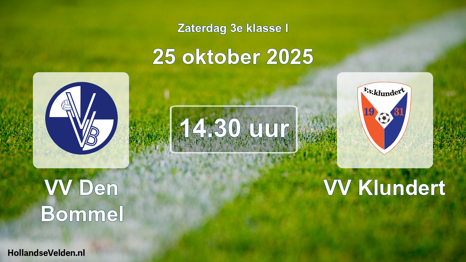 Geplande wedstrijd: VV Den Bommel - VV Klundert (25 oktober 2025)