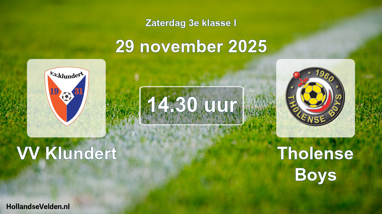 Geplande wedstrijd: VV Klundert - Tholense Boys (29 november 2025)