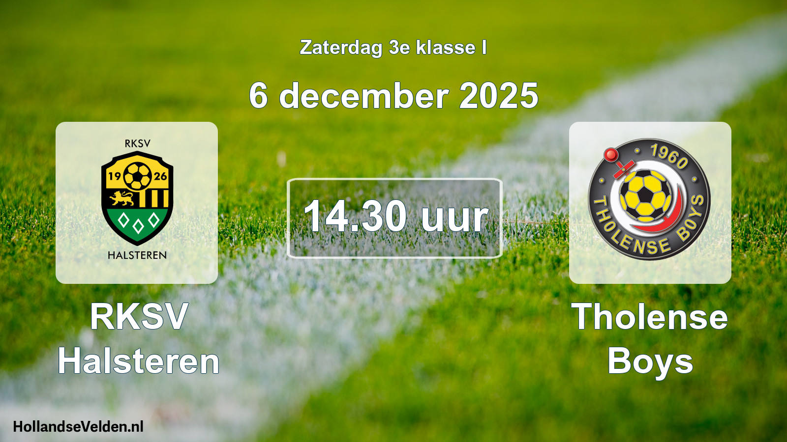 Geplande wedstrijd: RKSV Halsteren - Tholense Boys (6 december 2025)