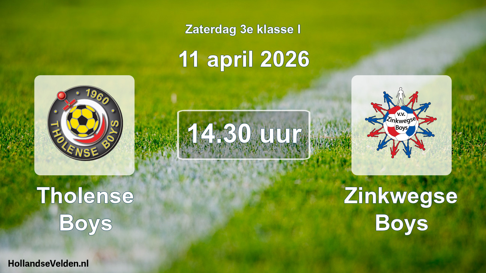 Geplande wedstrijd: Tholense Boys - Zinkwegse Boys (11 april 2026)