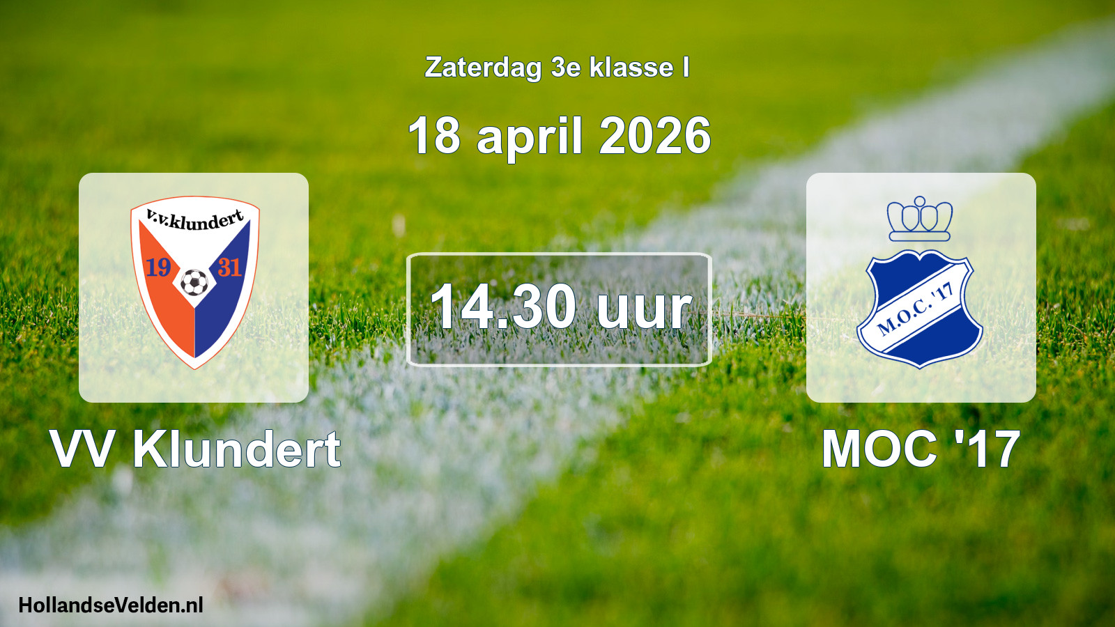 Geplande wedstrijd: VV Klundert - MOC '17 (18 april 2026)