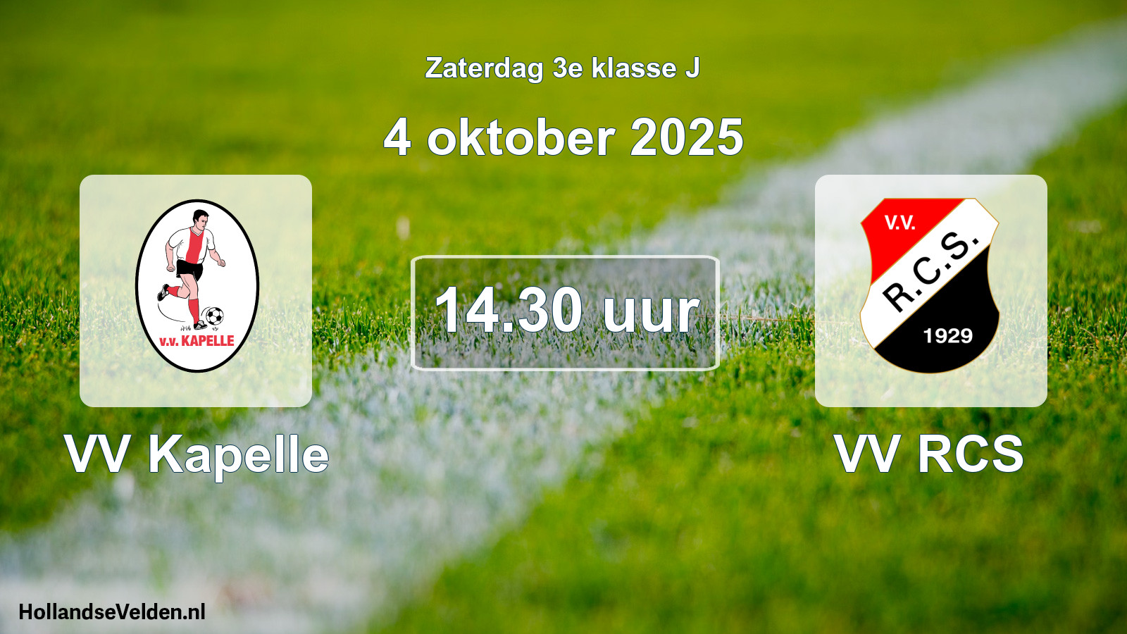 Geplande wedstrijd: VV Kapelle - VV RCS (4 oktober 2025)