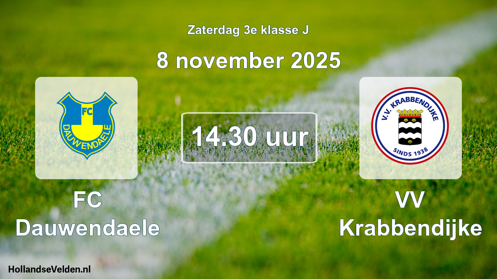 Geplande wedstrijd: FC Dauwendaele - VV Krabbendijke (8 november 2025)