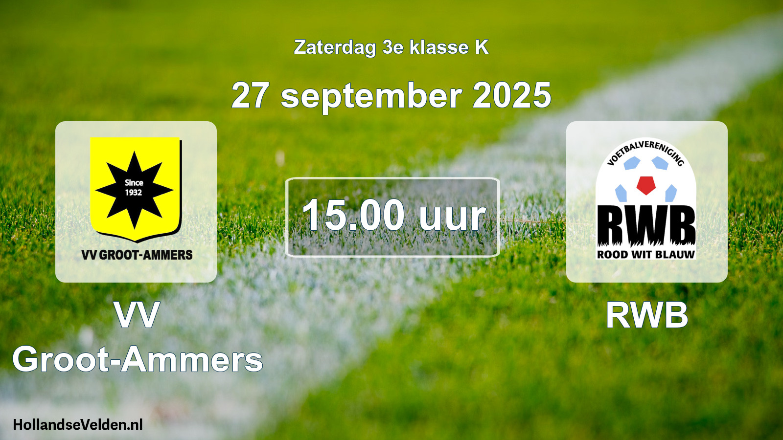 Geplande wedstrijd: VV Groot-Ammers - RWB (27 september 2025)