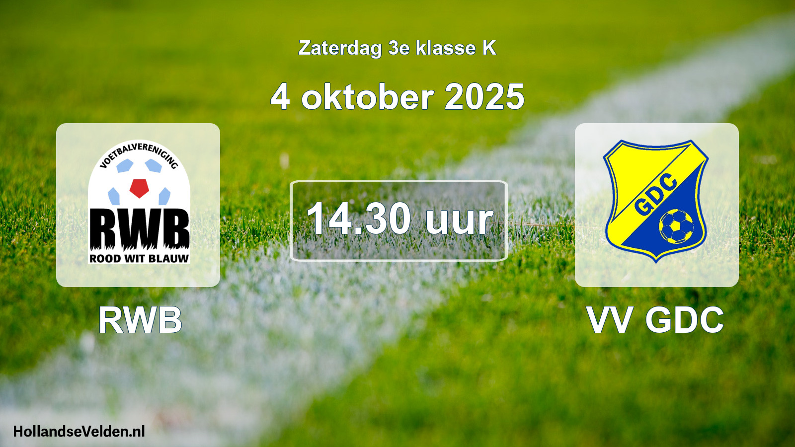 Geplande wedstrijd: RWB - VV GDC (4 oktober 2025)