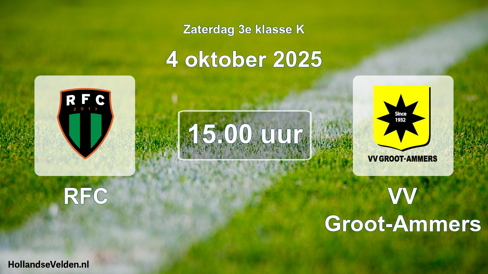 Geplande wedstrijd: RFC - VV Groot-Ammers (4 oktober 2025)