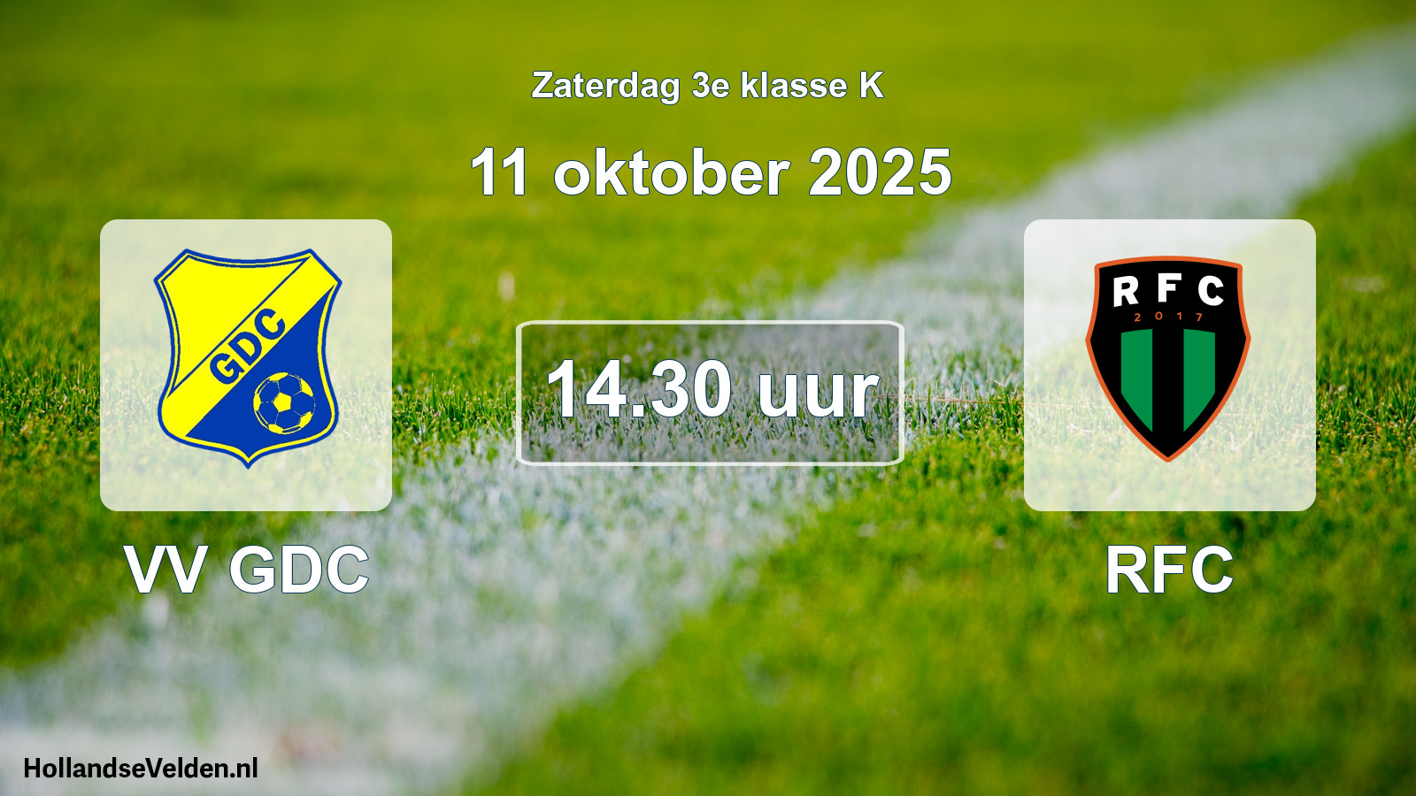 Geplande wedstrijd: VV GDC - RFC (11 oktober 2025)
