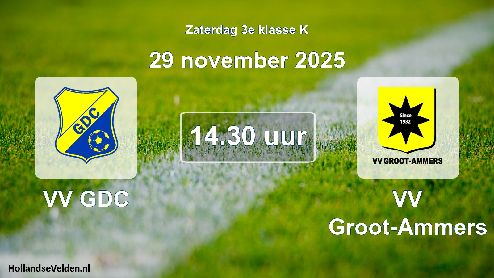 Geplande wedstrijd: VV GDC - VV Groot-Ammers (29 november 2025)