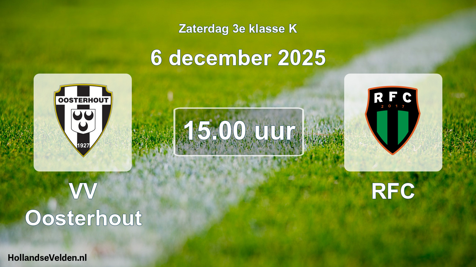 Geplande wedstrijd: VV Oosterhout - RFC (6 december 2025)