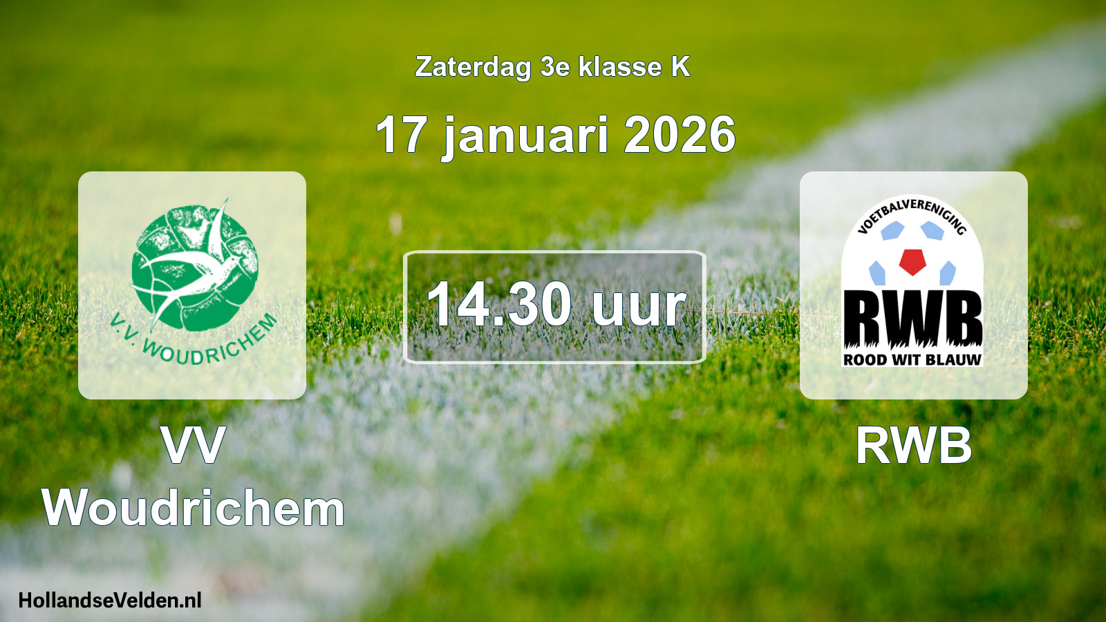 Geplande wedstrijd: VV Woudrichem - RWB (17 januari 2026)