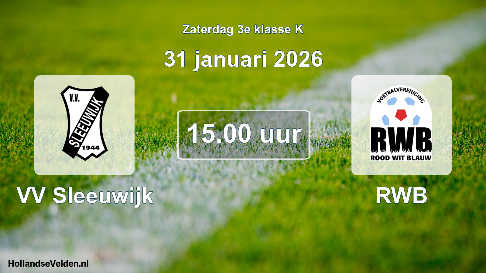 Geplande wedstrijd: VV Sleeuwijk - RWB (31 januari 2026)