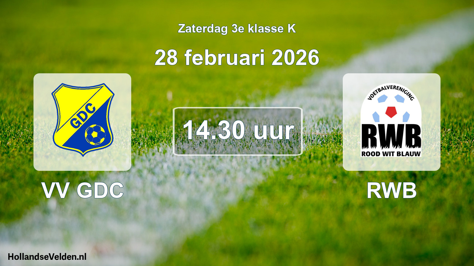 Geplande wedstrijd: VV GDC - RWB (28 februari 2026)