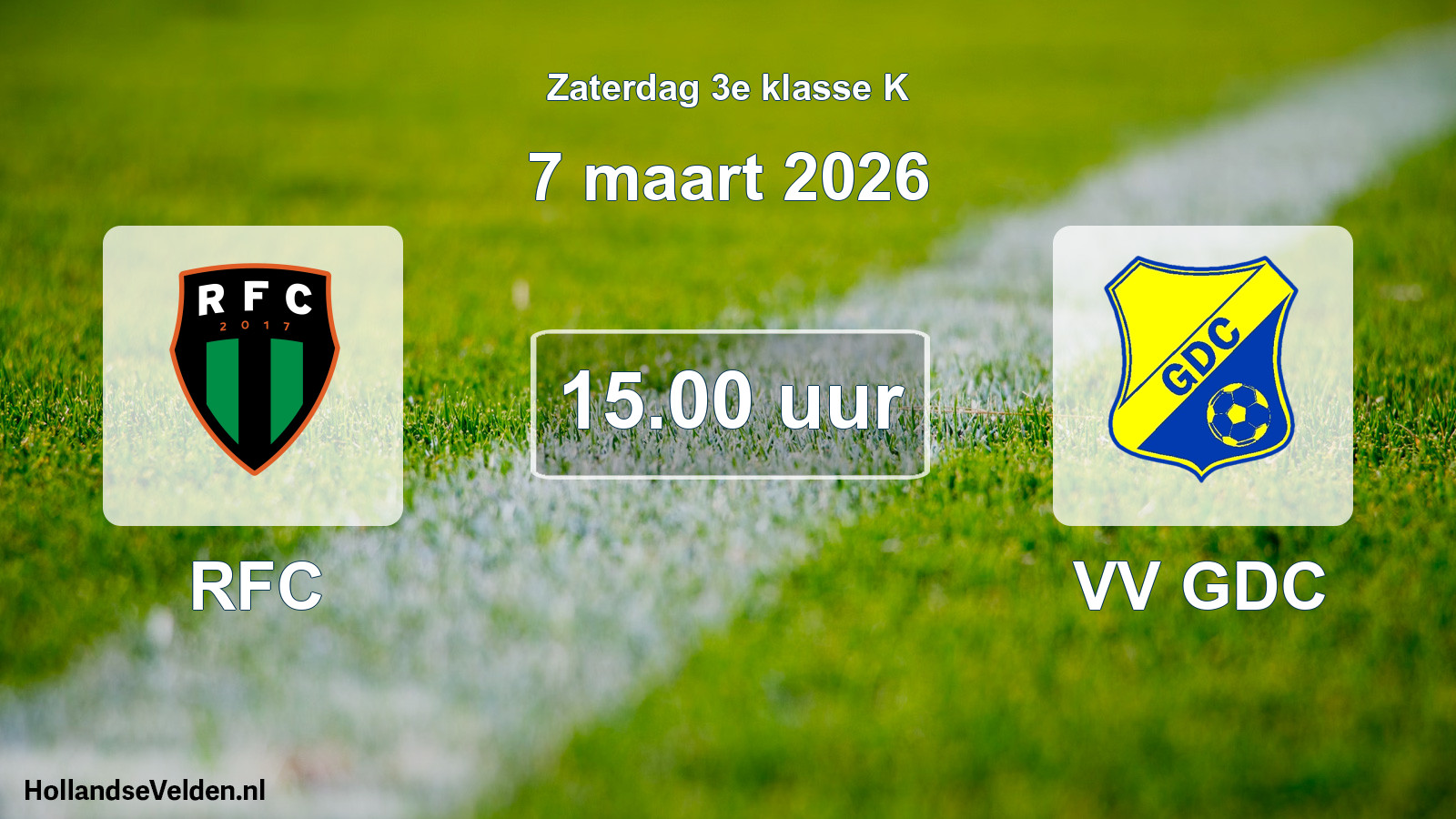 Geplande wedstrijd: RFC - VV GDC (7 maart 2026)