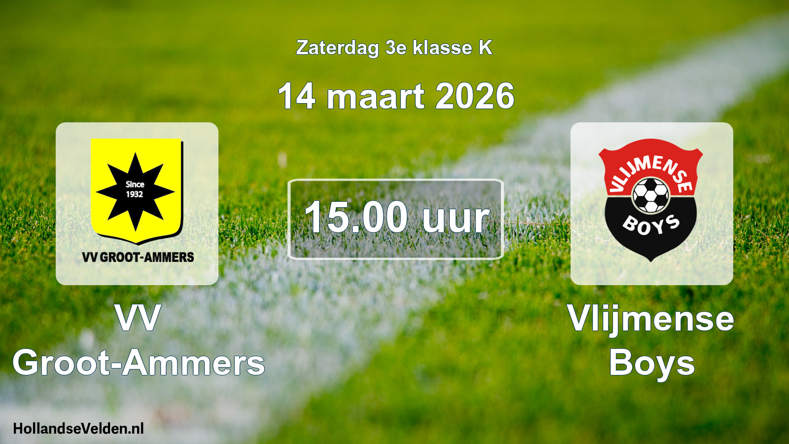 Geplande wedstrijd: VV Groot-Ammers - Vlijmense Boys (14 maart 2026)