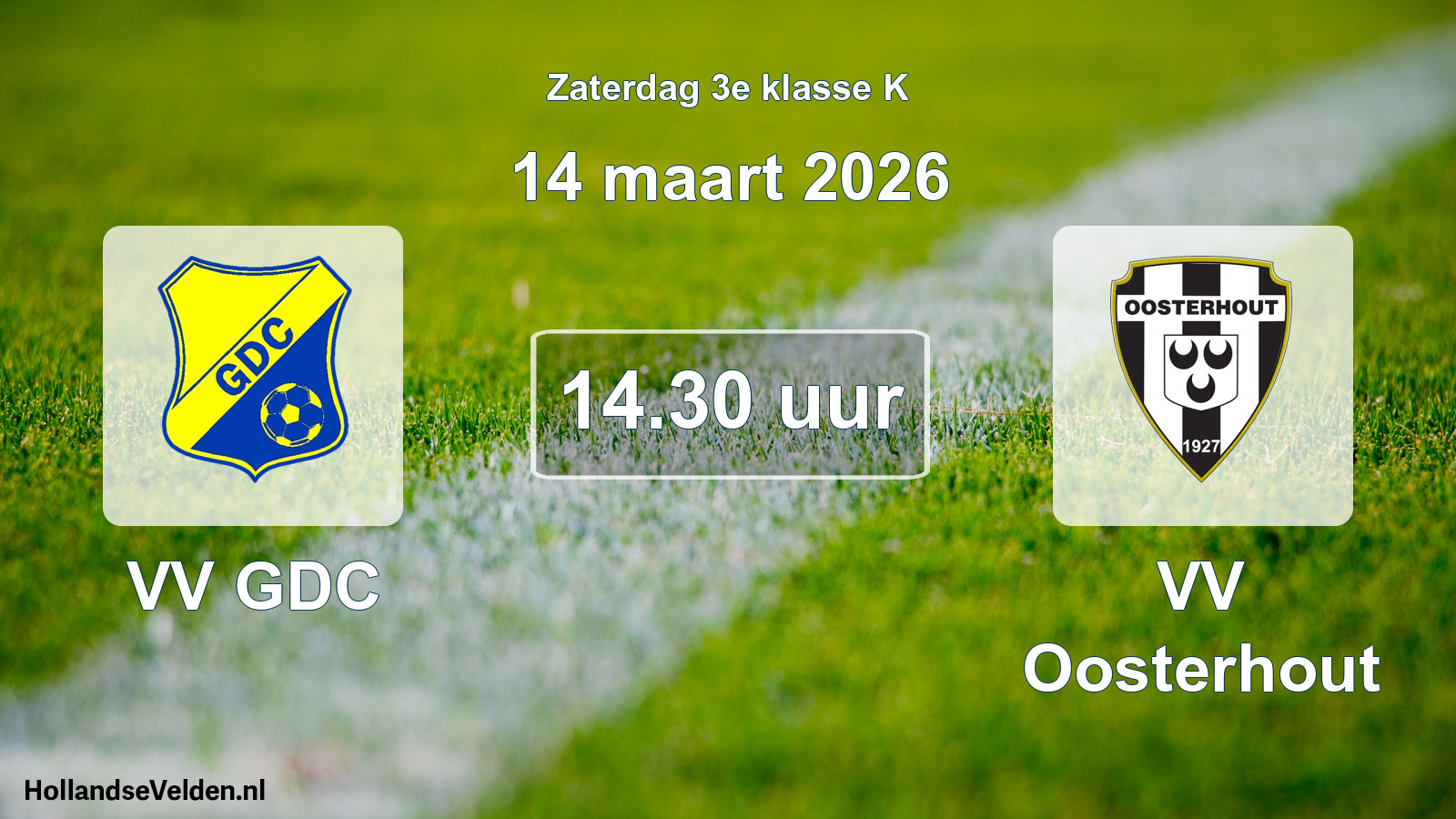 Geplande wedstrijd: VV GDC - VV Oosterhout (14 maart 2026)