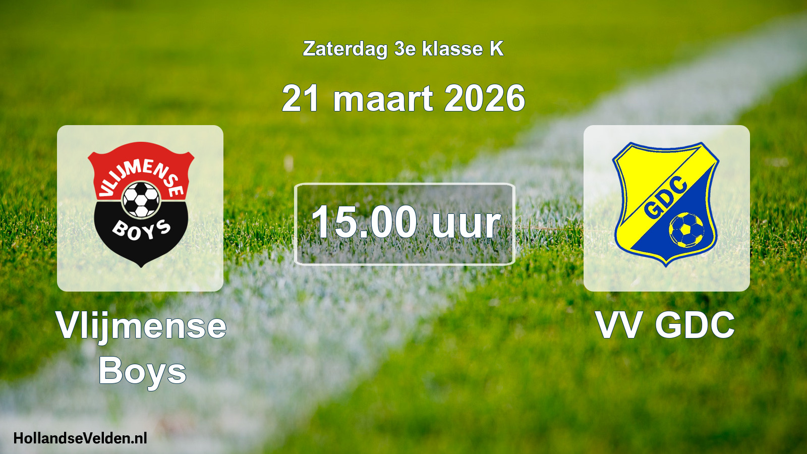 Geplande wedstrijd: Vlijmense Boys - VV GDC (21 maart 2026)