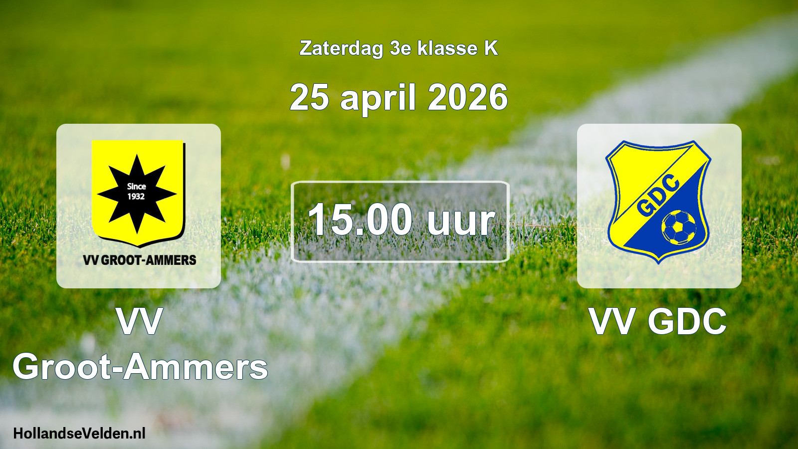 Geplande wedstrijd: VV Groot-Ammers - VV GDC (25 april 2026)
