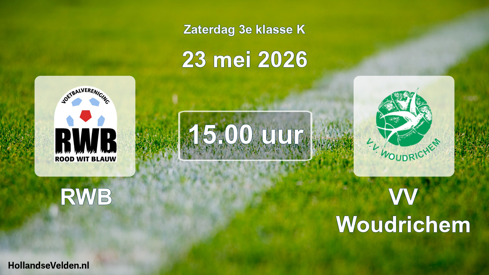 Geplande wedstrijd: RWB - VV Woudrichem (23 mei 2026)