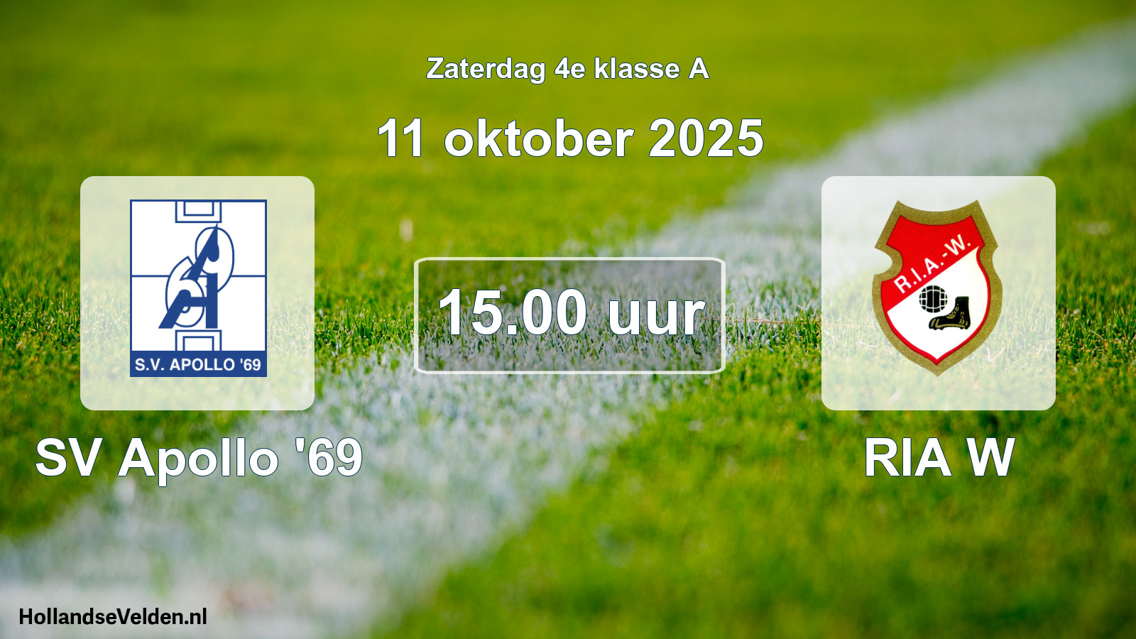 Scheduled Match: SV Apollo '69 - RIA W (11 October 2025)