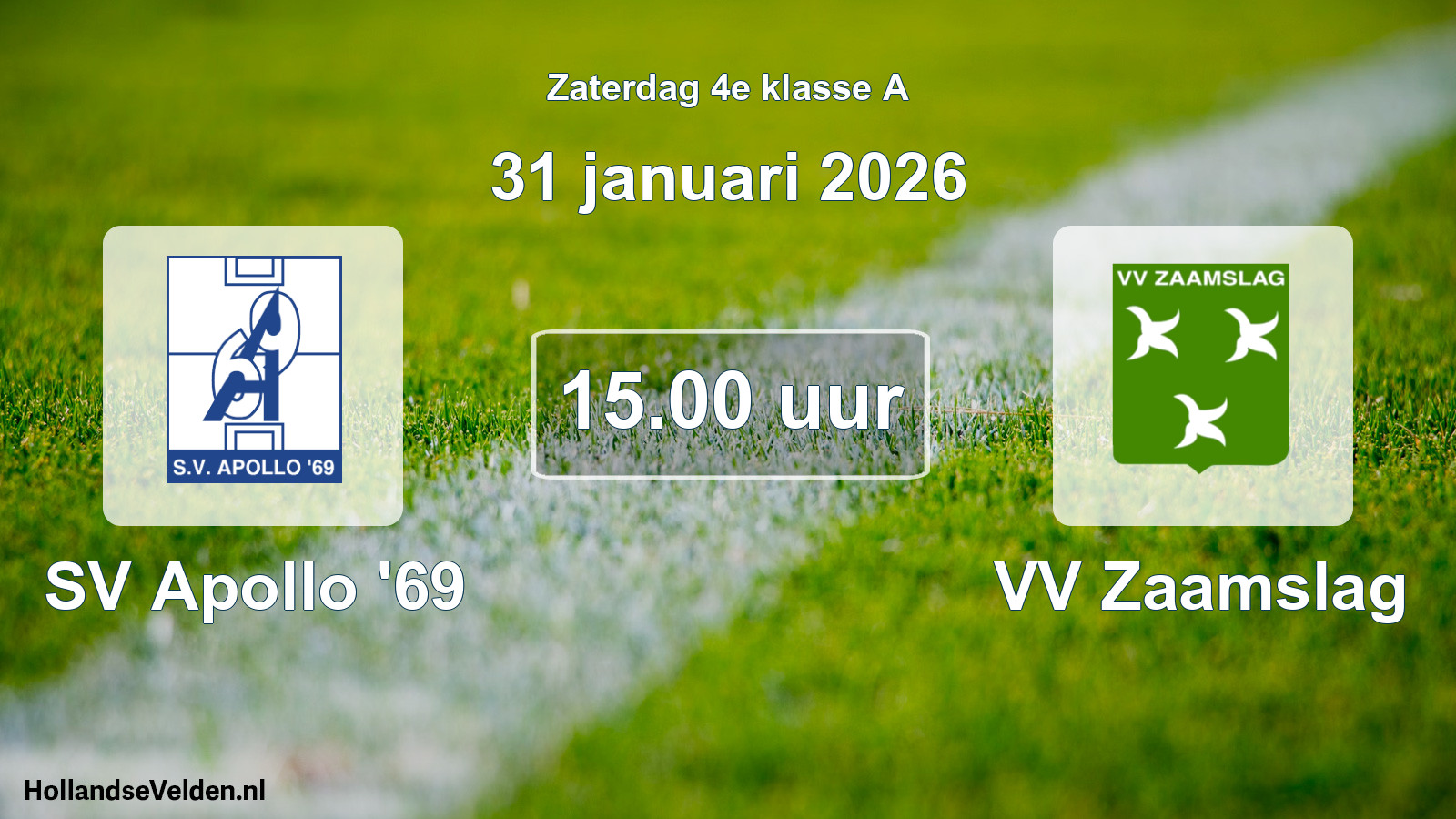 Scheduled Match: SV Apollo '69 - VV Zaamslag (31 January 2026)